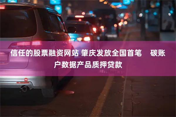 信任的股票融资网站 肇庆发放全国首笔    碳账户数据产品质押贷款