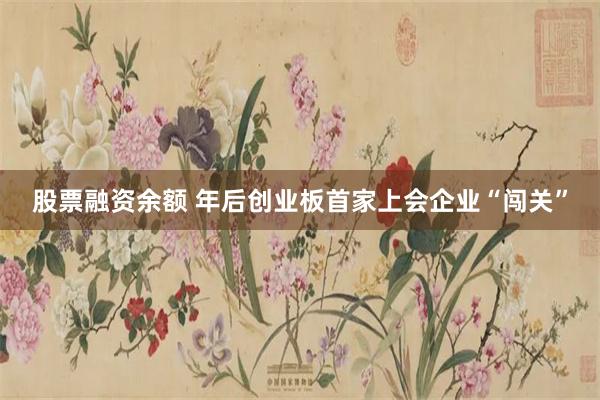 股票融资余额 年后创业板首家上会企业“闯关”