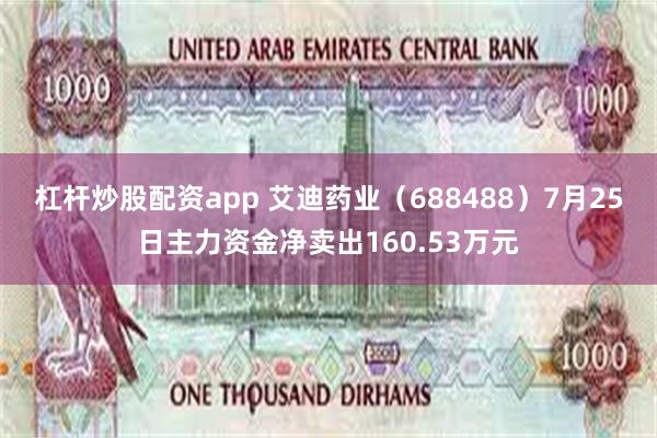 杠杆炒股配资app 艾迪药业（688488）7月25日主力资金净卖出160.53万元