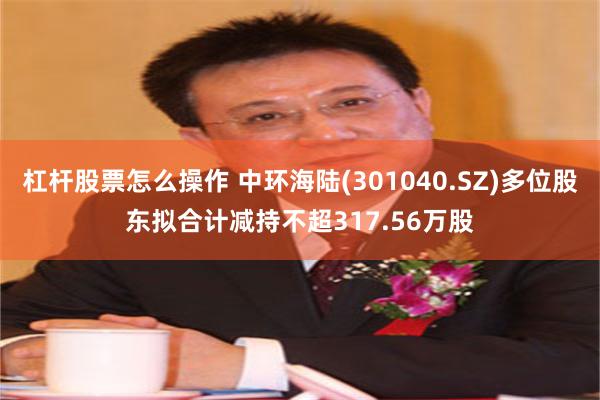 杠杆股票怎么操作 中环海陆(301040.SZ)多位股东拟合计减持不超317.56万股